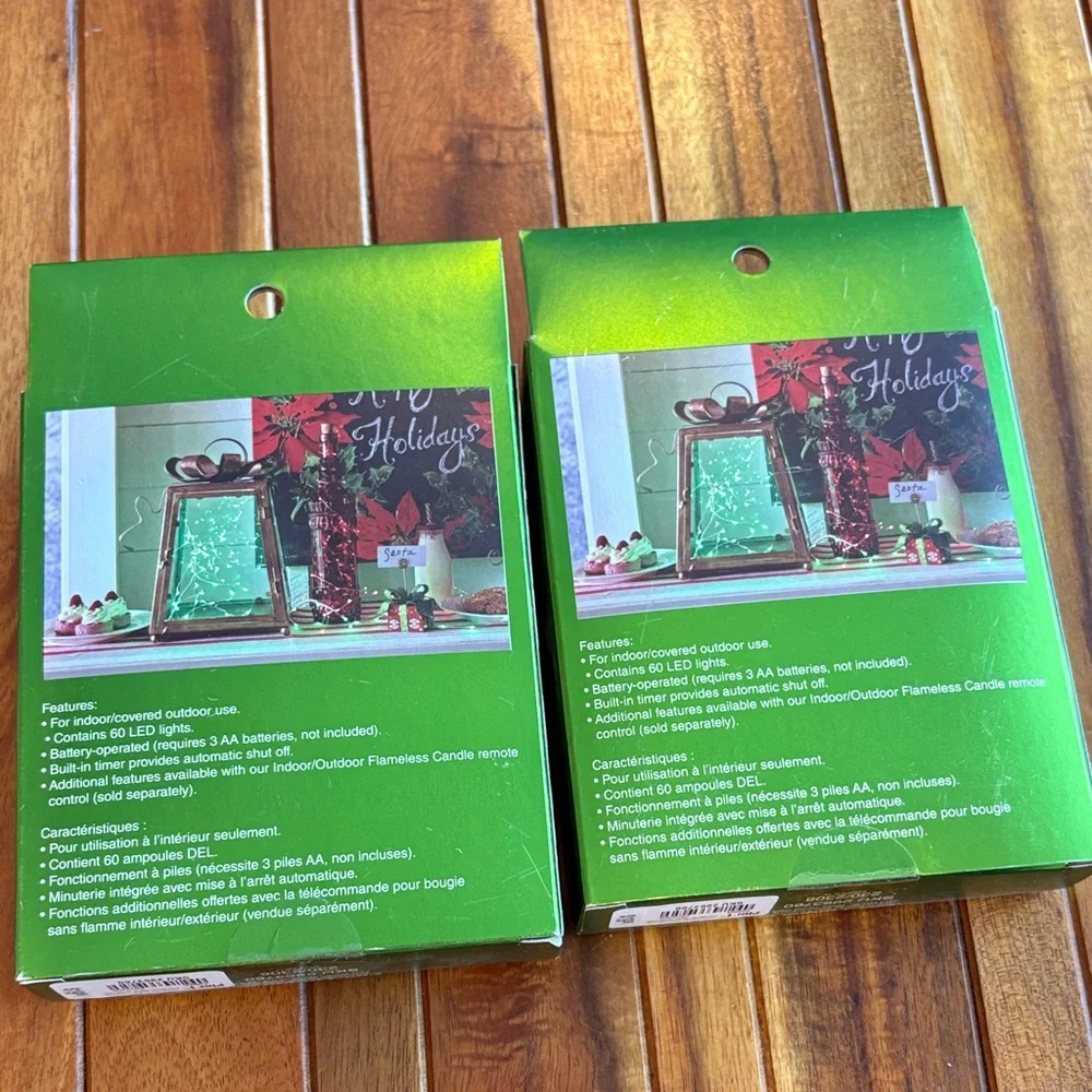 Pier 1 Imports Green Glimmer LED Flexible String Lights Built in Timer Set of 2